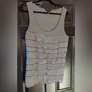 White House Black Market Striped Tank Top - Black and White